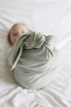 Load image into Gallery viewer, Mint Sage Organic Cotton Knotted Gown: 0-3 Months - littlelightcollective