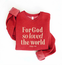 Load image into Gallery viewer, For God so loved the world - Mid Crop Graphic Sweatshirt in Red - littlelightcollective
