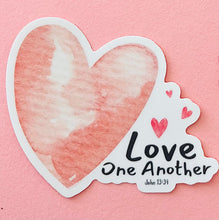 Load image into Gallery viewer, Love One Another Sticker - Hearts John 13:34 - littlelightcollective
