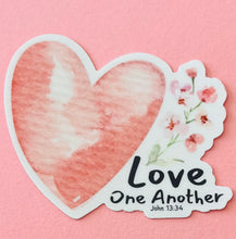 Load image into Gallery viewer, Love One Another Sticker - Floral John 13:34 - littlelightcollective