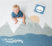 Load image into Gallery viewer, Baby's 1st Year Swaddle & Milestone Cards - Move Mountains - littlelightcollective