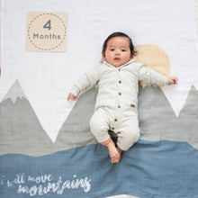 Load image into Gallery viewer, Baby's 1st Year Swaddle & Milestone Cards - Move Mountains - littlelightcollective