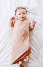 Load image into Gallery viewer, Organic Dusty Rose Cotton Knotted Gown: 0-3 Months - littlelightcollective