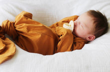 Load image into Gallery viewer, Organic Cinnamon Cotton Knotted Gown: 0-3 Months - littlelightcollective