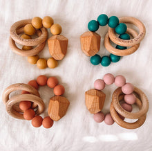 Load image into Gallery viewer, Hayes Silicone + Wood Teether Ring - littlelightcollective