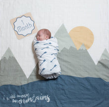 Load image into Gallery viewer, Baby's 1st Year Swaddle & Milestone Cards - Move Mountains - littlelightcollective