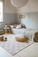 Load image into Gallery viewer, Pouf Vichy Rose: 8" x 1' 4" x 1' 4" - littlelightcollective