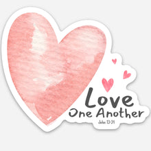 Load image into Gallery viewer, Love One Another Sticker - Hearts John 13:34 - littlelightcollective