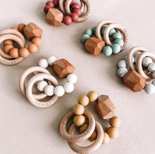 Load image into Gallery viewer, Hayes Silicone + Wood Teether Ring - littlelightcollective