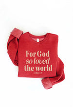 Load image into Gallery viewer, For God so loved the world - Mid Crop Graphic Sweatshirt in Red - littlelightcollective