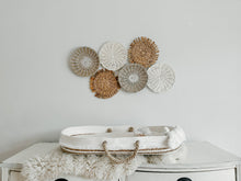Load image into Gallery viewer, Boho Coastal Cotton Rope and Water Hyacinth Baby Changing Ba - littlelightcollective