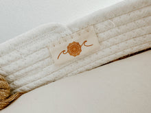 Load image into Gallery viewer, Boho Coastal Cotton Rope and Water Hyacinth Baby Changing Ba - littlelightcollective