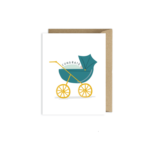 Congratulations Baby Carriage Card - littlelightcollective