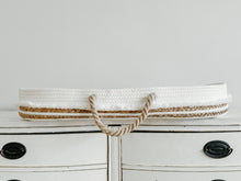 Load image into Gallery viewer, Boho Coastal Cotton Rope and Water Hyacinth Baby Changing Ba - littlelightcollective