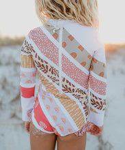 Load image into Gallery viewer, Kids Boho Stripe Rainbow Zip Guard One Piece Swimsuit - littlelightcollective