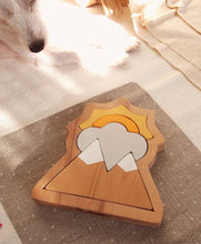 Load image into Gallery viewer, Unboxed Mountain and Sun Wooden Stacker - littlelightcollective