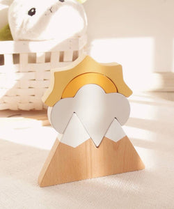 Unboxed Mountain and Sun Wooden Stacker - littlelightcollective