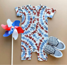 Load image into Gallery viewer, Bamboo Infant/Toddler Shortie Romper- Americana Tie Dye - littlelightcollective