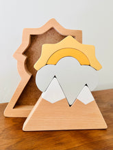 Load image into Gallery viewer, Mountain and Sun Wooden Stacker - littlelightcollective
