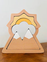 Load image into Gallery viewer, Mountain and Sun Wooden Stacker - littlelightcollective
