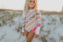 Load image into Gallery viewer, Kids Boho Stripe Rainbow Zip Guard One Piece Swimsuit - littlelightcollective