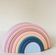 Load image into Gallery viewer, Rainbow Teether Silicone Stacker- Morning Sky ⋒ - littlelightcollective