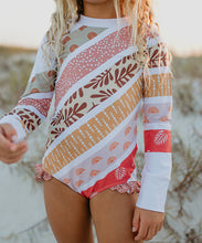 Load image into Gallery viewer, Kids Boho Stripe Rainbow Zip Guard One Piece Swimsuit - littlelightcollective