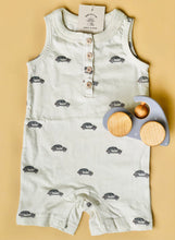 Load image into Gallery viewer, Organic VW Henley, Baby Romper, with Snap Shorts - littlelightcollective