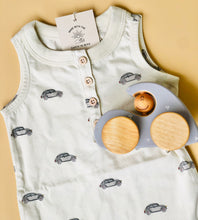 Load image into Gallery viewer, Organic VW Henley, Baby Romper, with Snap Shorts - littlelightcollective