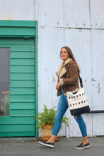 Load image into Gallery viewer, White Mudcloth Tote Triangles - littlelightcollective