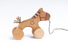 Load image into Gallery viewer, Wooden Pull Toy Red Horse - littlelightcollective
