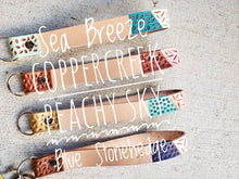 Load image into Gallery viewer, Natural Veg Tan Stamped color block Key Chain/Key Fob - littlelightcollective