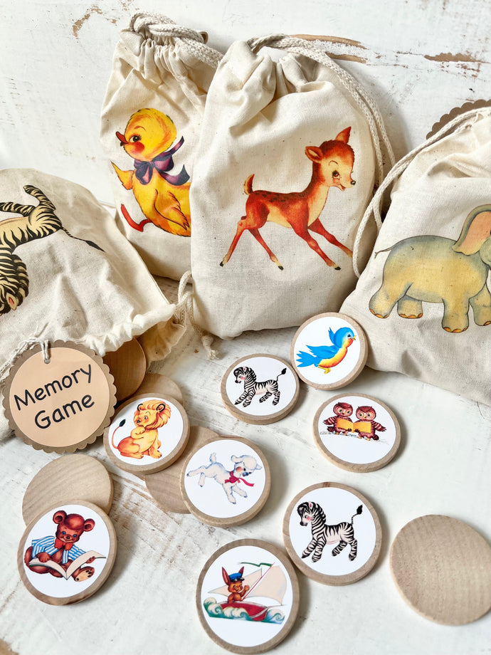 Handmade Retro Vintage Animal Matching Game - littlelightcollective