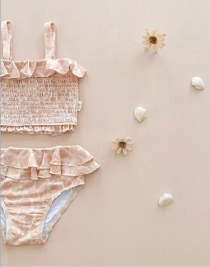 Shirred Two Piece Swimsuit- Peach Seashell