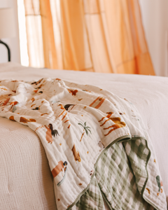 Nativity Oversized Muslin Quilt | Christmas Blanket - littlelightcollective