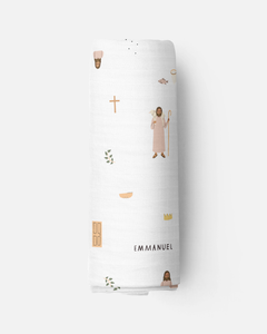 Catholic Muslin Swaddle Baby Blanket: Jesus Blanket - littlelightcollective