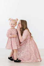 Load image into Gallery viewer, Rose Gold Velvet Sequin Dress - littlelightcollective