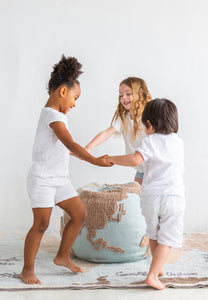 Pre-Order World Map Pouf- Earth - littlelightcollective