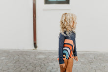 Load image into Gallery viewer, Mia Rainbow Navy Zip Rash guard Swimsuit - littlelightcollective