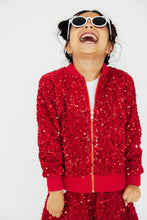 Load image into Gallery viewer, Red Velvet Sequin Jacket - littlelightcollective