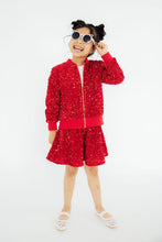 Load image into Gallery viewer, Red Velvet Sequin Jacket - littlelightcollective