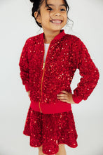 Load image into Gallery viewer, Red Velvet Sequin Jacket - littlelightcollective