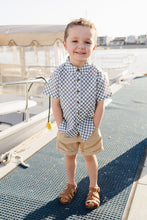 Load image into Gallery viewer, Blue Checkered Linen Button Up Shirt