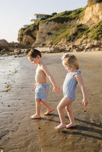 Load image into Gallery viewer, Light Blue Gingham Swim Shorts