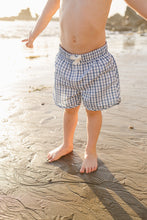 Load image into Gallery viewer, Light Blue Gingham Swim Shorts