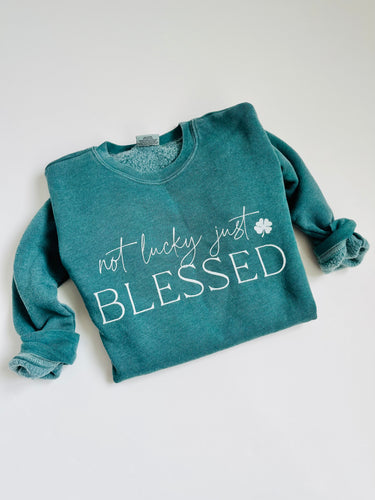 NOT LUCKY JUST BLESSED Women’s Sweatshirt - littlelightcollective