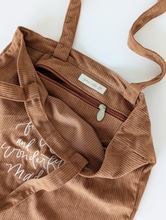Load image into Gallery viewer, Wonderfully Made Corduroy Tote Bag