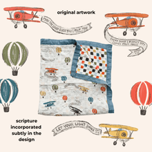 Load image into Gallery viewer, Scripture Planes Luxury Double Sided Muslin Catholic Blanket