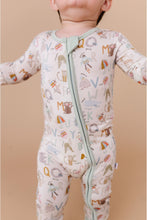 Load image into Gallery viewer, Bamboo One Piece Zip Pajama - Animal ABC - littlelightcollective