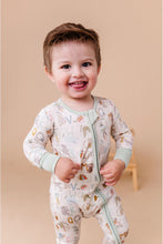 Load image into Gallery viewer, Bamboo One Piece Zip Pajama - Animal ABC - littlelightcollective